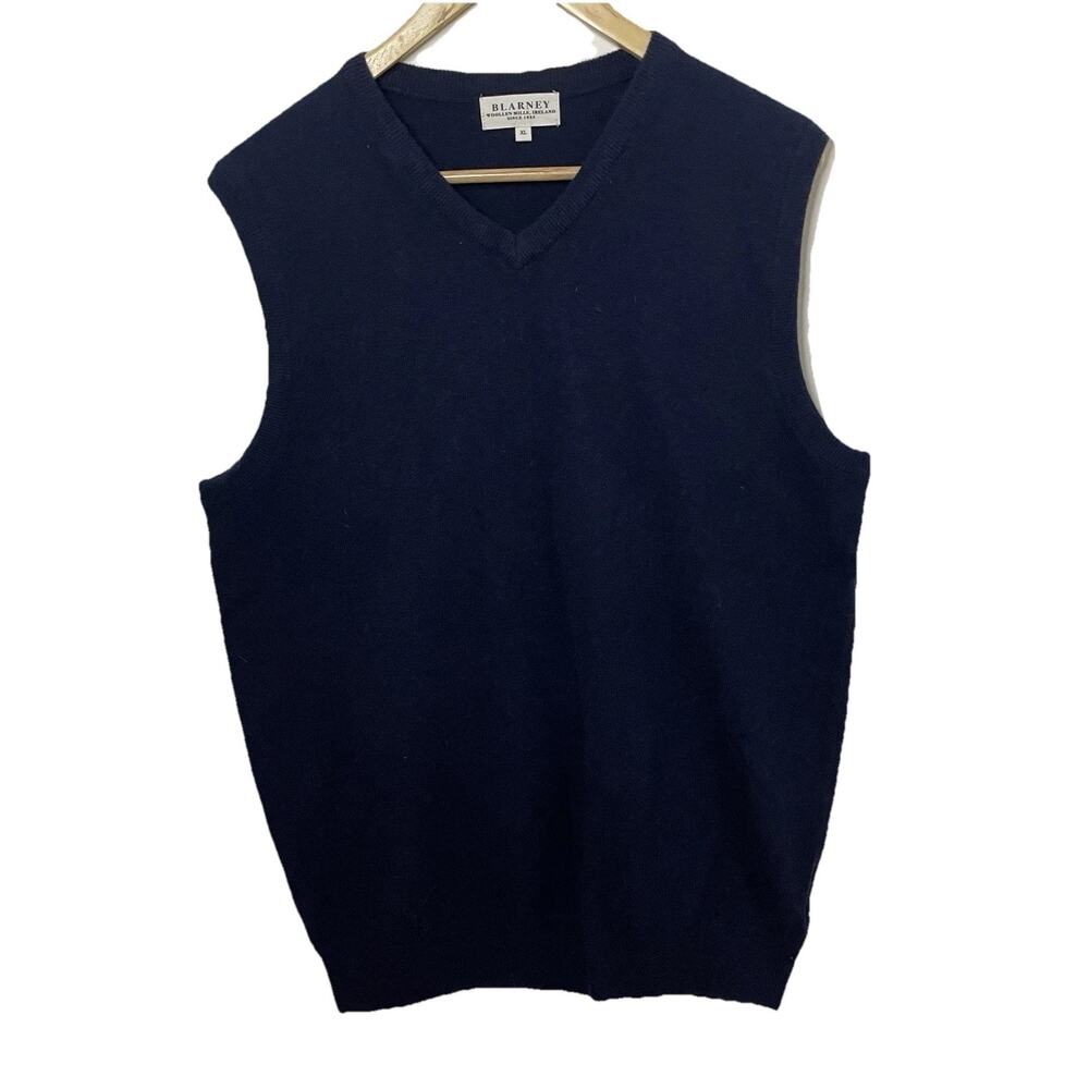 Blarney Woolen Mills Ireland Navy Blue Lambswool Vest Ivy League 42 Chest L/XL